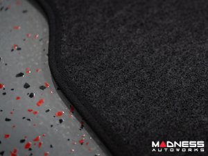 Alfa Romeo Giulia Floor Mats - Italian Leather - Front + Rear Set - Black w/ Red Stitching